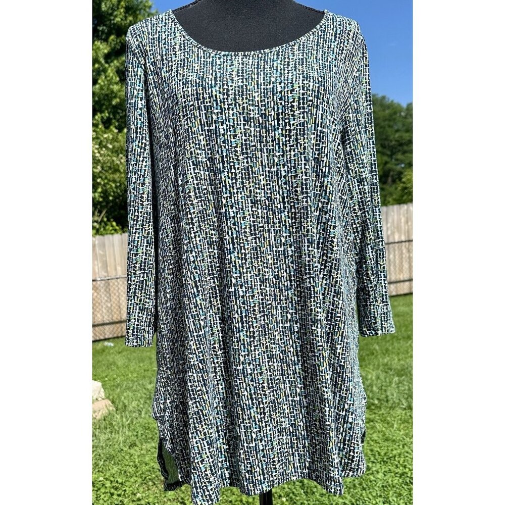J Jill Size Large Wearever Collection Tunic Roll Tab Sleeves Pullover Comfort